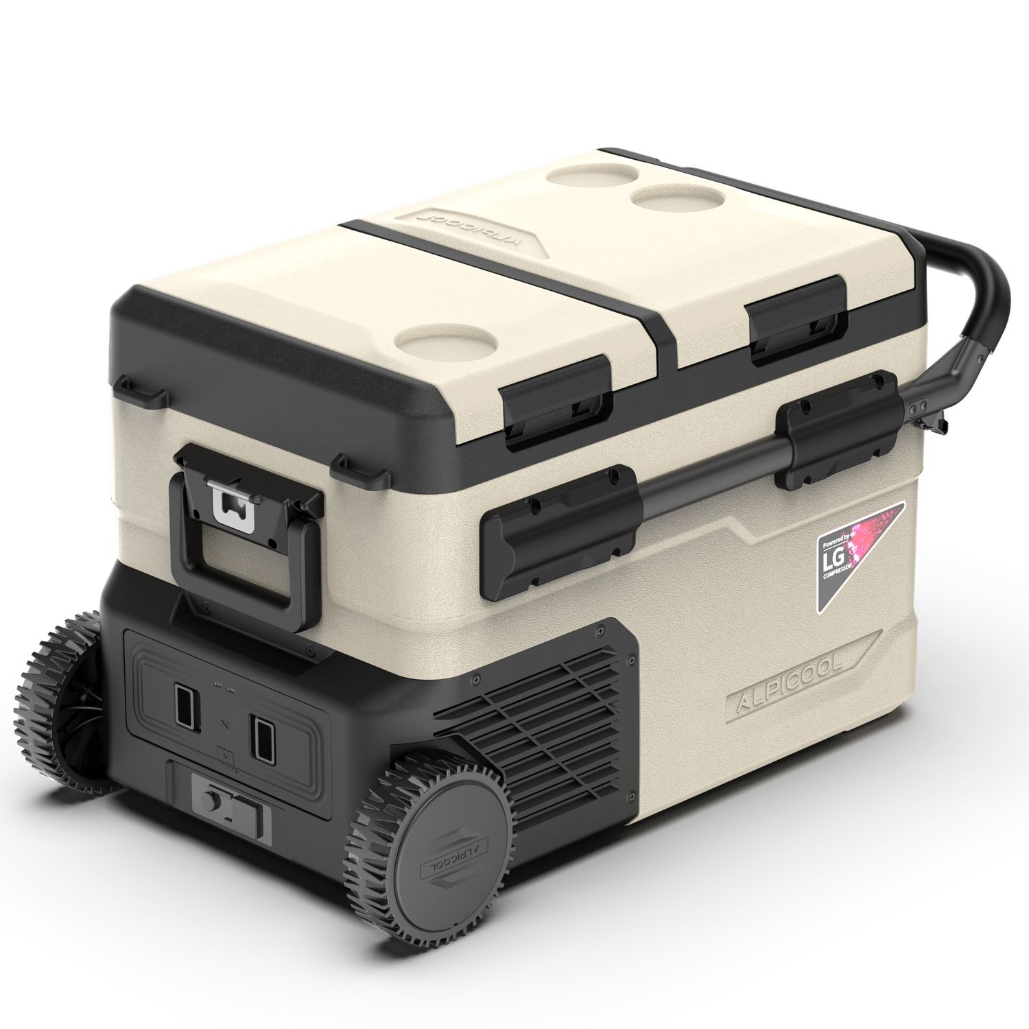 Frigider auto cu compresor Alpicool TGBSW35 (LG). 38 litri. Cu doua camere. Pana la -20 grade C. (12, 24, 220 V)