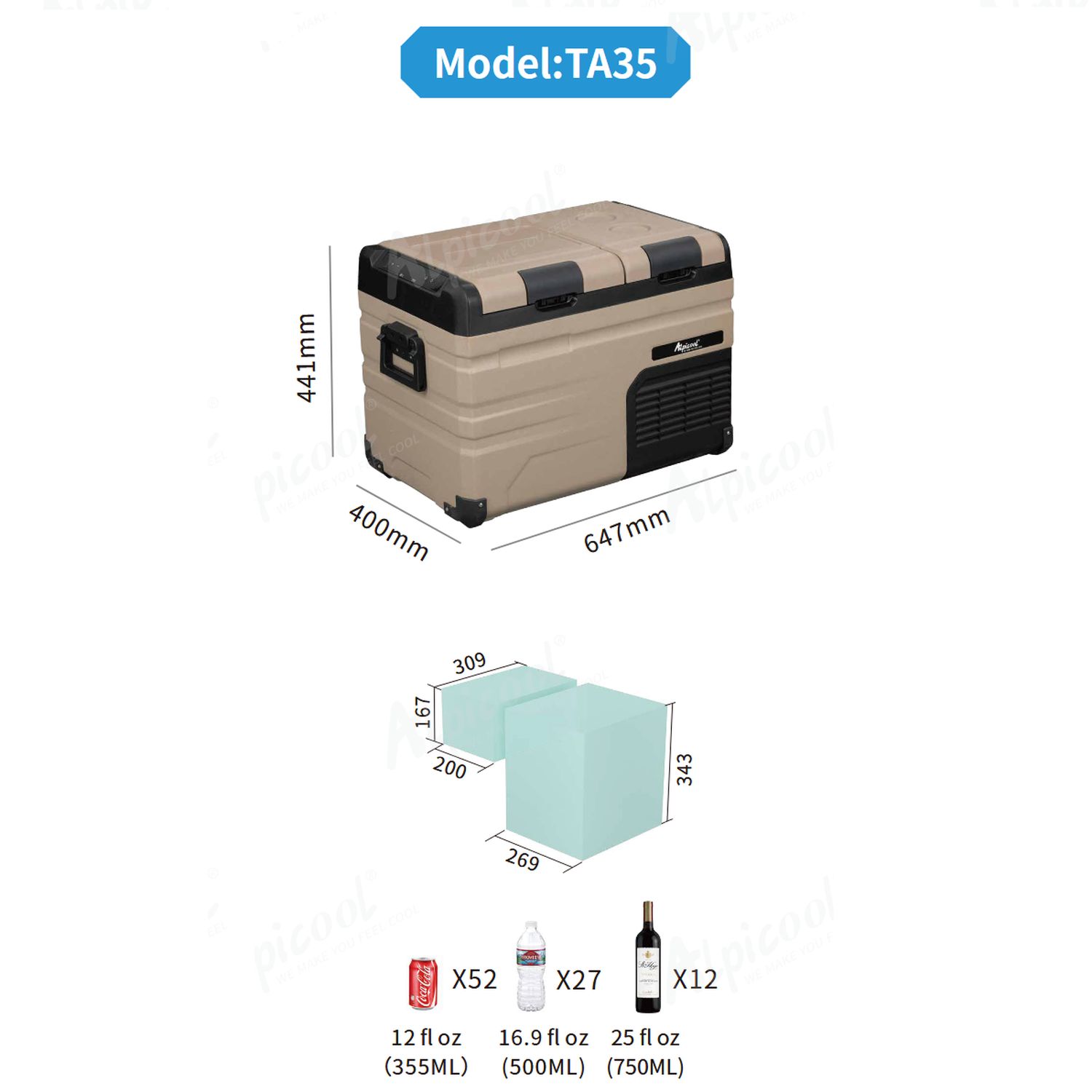 Frigider auto cu compresor Alpicool TA35 (LG). 37 litri. Cu doua camere. Pana la -20 grade C. (12, 24, 220 V) - imagine 7