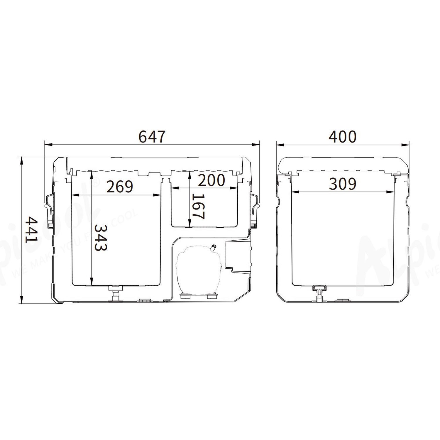 Frigider auto cu compresor Alpicool TW35 (37 litri). Cu doua camere. Pana la -20 grade C. (12, 24, 220 V) - imagine 7